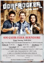 Tickets für "Dorfrocker live zur 600-Jahr-Feier in Berndorf" am 10.09.2016 - Karten kaufen